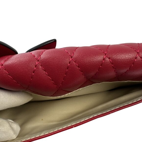 Guess Womens Red Quilted Wallet With Decorative Flower & Rhinestone Accents - Picture 8 of 15